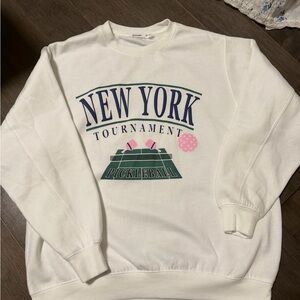 Bluenotes White New York Pickleball Crewneck Sweater XS BNWOT